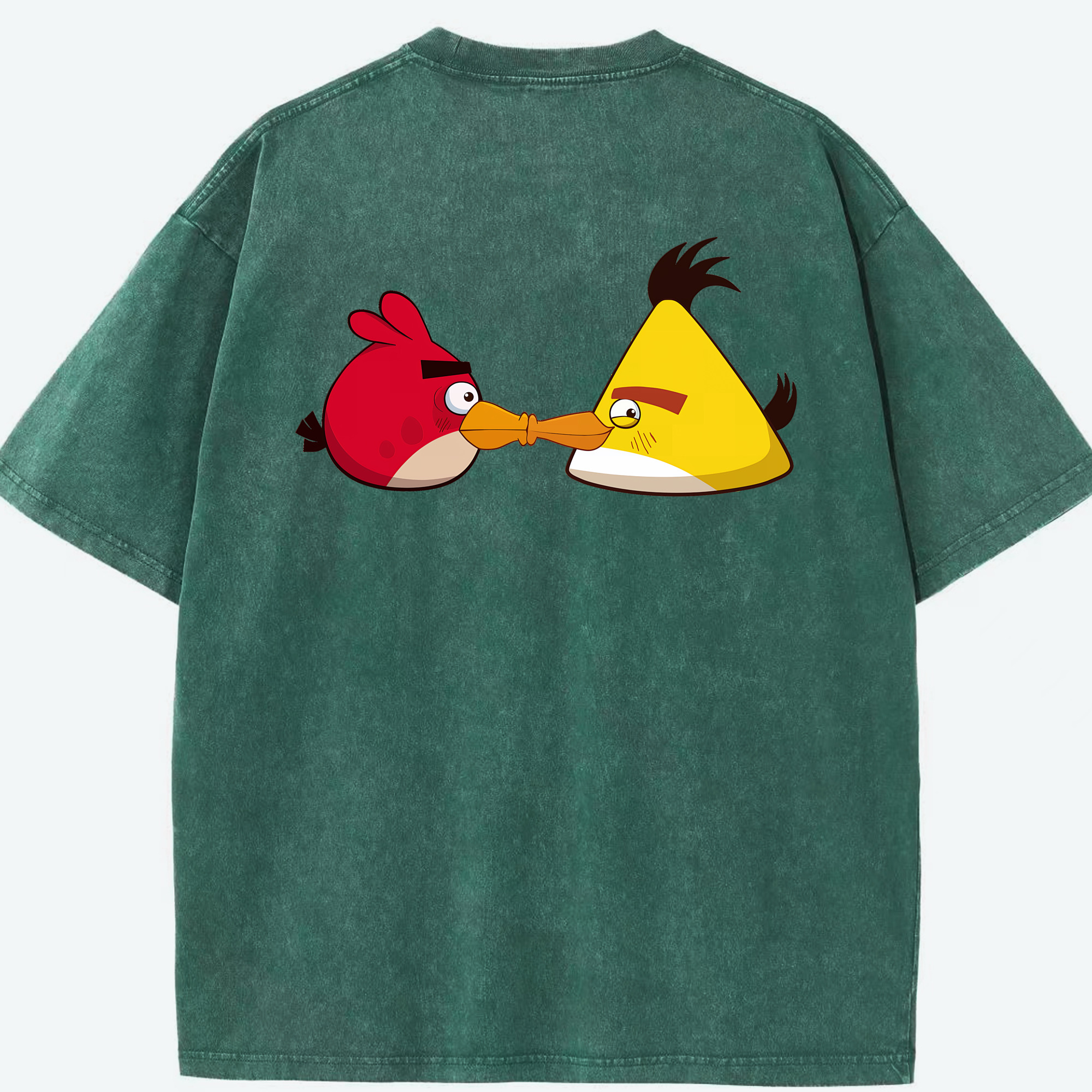 （画像用） Angry Birds アングリーバード 綿100% ヴィンテージ風 半袖Tシャツ（背面プリント）